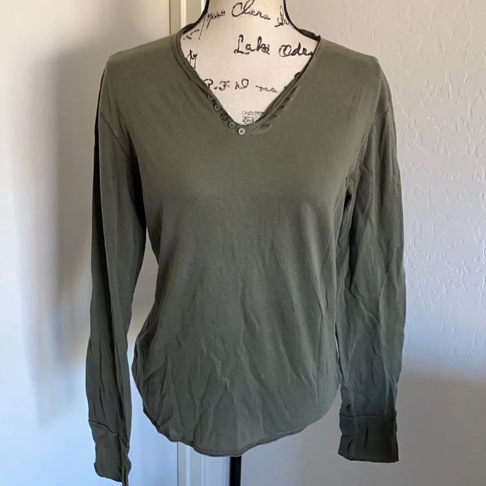 Zadig & Voltaire Green Distressed Casual Pullover Nirvana Long Sleeve Shirt